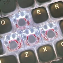 4 件手工制作半透明猫爪键帽适用于定制机械键盘，ABS 树脂材质，商务风格，OEM 外形