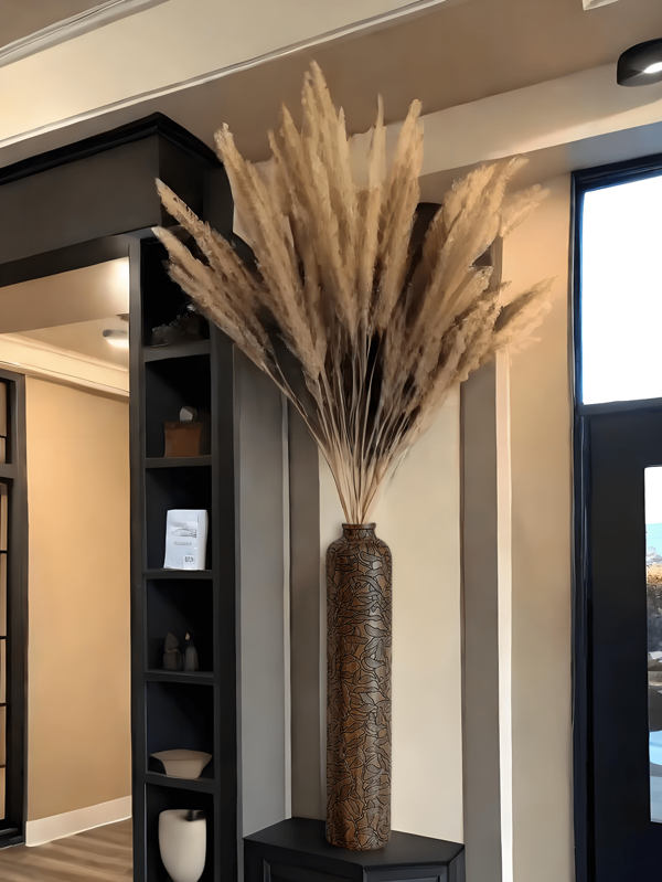 Vaso alto de resina moderno de 29 polegadas, arranjo grande de flores secas de capim-dos-pampas, vaso grande e fino, vasos decorativos para decoração de casa e escritório