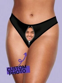 1 pieza Tanga personalizado para el Día de San Valentín para mujer, calzoncillo personalizado, tanga personalizado, ropa interior personalizada con cara, tanga personalizado con cara, ropa interior con cara personalizada, regalo de San Valentín, regalo de aniversario simple, divertido, personalizado, único, personalizado, regalo ideal para él, regalo ideal para ella, novio, novia, familia, amigos