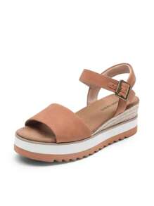 Women's Sandals Platform Open Toe Ankle Buckle Stitching Comfortable Vacation Spring And Summer Wedge Sandals - 棕色 - 查看 5