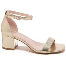 Casual Fashion Daily Versatile Open Toe Chunky Heel Women Sandals - Gold - View 4
