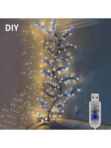 1pc Cherry Blossom Branch USB Power Supply Light, 230cm/7.54ft, LED Dress Up String Lights, Push Button Control 8 Modes, Realistic Artificial Flowers, Suitable For Spring/Summer Indoor/Outdoor Decorations, Weddings, Valentine's Day, Christmas