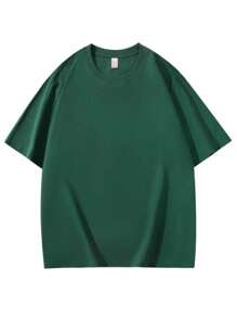 Plain Basic Short Sleeve Cotton T-Shirts S-G3 - 軍綠色 - 查看 2