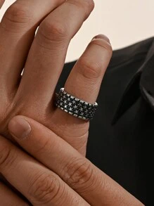 1pc Stainless Steel Vintage Five Pointed Star Pattern Men's Ring Hip Hop Jewelry Gift - Pentagram - View 5