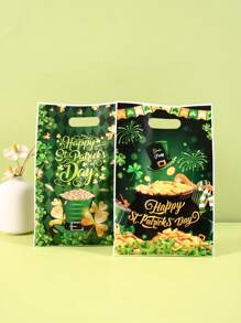 10/20/50pcs St. Patrick's Day Plastic Gift Bags With Handles, Green Lucky Shamrock Leprechaun Hat Rainbow Beer Pattern Plastic Hand-Held Gift Bag Treat Bags For Saint Patrick's Day Party Favor Supplies, St. Patrick's Day Party Gift Wrapping Supplies