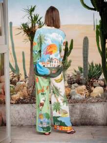 Conjunto informal de cordón con estampado personalizado estilo boho