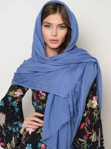 1条纯色粘胶纤维围巾，柔软透气，大尺寸头巾，尺寸为70*39英寸，适合旅行度假防晒，穆斯林女性日常佩戴，可搭配长袍或连衣裙。 - 彩色 - 查看 3