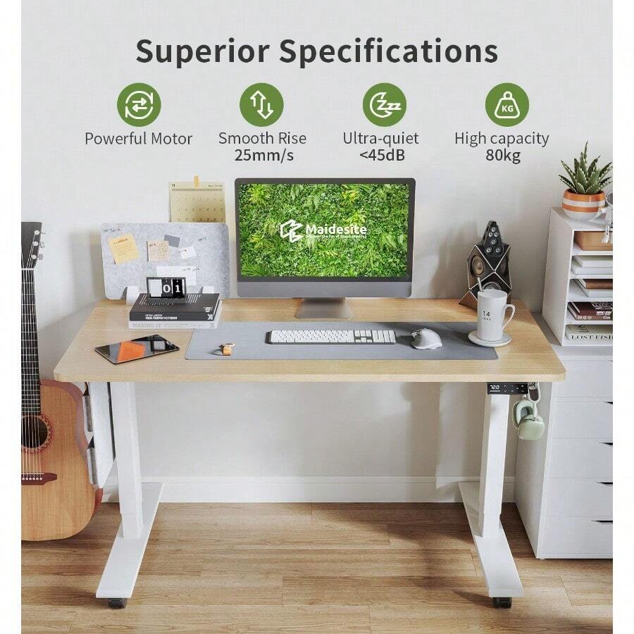 MAIDeSITe Height Adjustable Electric Standing Desk With Cable Tray 120 X 60 Cm For Home Office