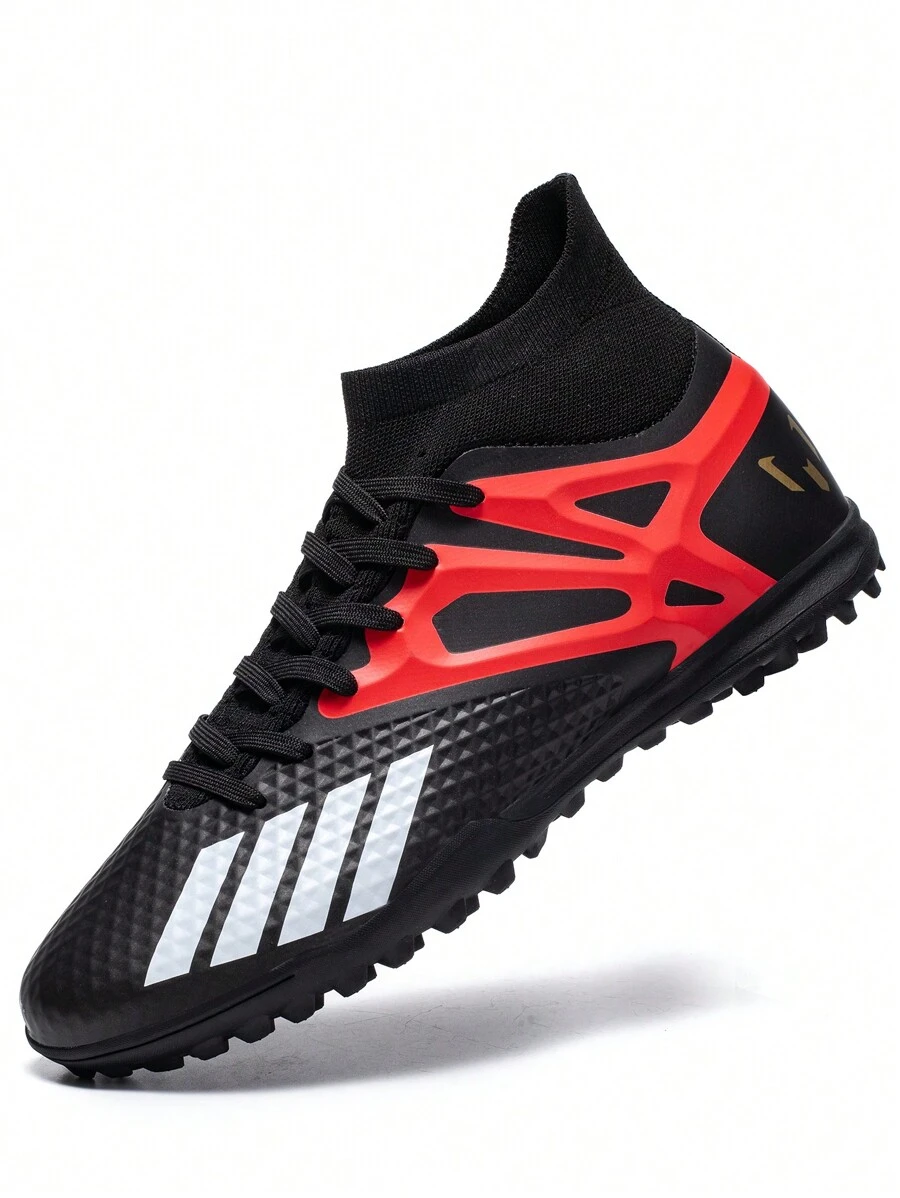 Scarpe da calcio da uomo, traspiranti, antiscivolo, resistenti all'usura, con assorbimento degli urti, scarpe da allenamento per il calcio indoor ed all'aperto, scarpe da calcio unisex - nero - Visualizzare 1