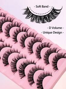 Rikuaild 10 Pairs D Curl Russian Strip Lashes Natural Look Fluffy Volume Fake Lashes Wispy Cross Effect Fake Eyelashes - Criss Cross lashes - View 3