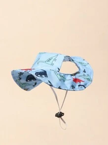 1pc Cute Polyester Wind-Resistant Sun Hat, Ear-Exposed Design, Anti-Shedding, Adjustable Sun Protection, Suitable For Small Pet Dogs To Wear Outdoors All Year Round - Pink - View 17