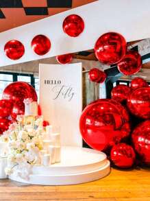 1/2/5 pezzi Palloncini in foil rossi 22"/32" con effetto 4D, palloncini in foil olografici a sfera, galleggianti, riempiti con elio, adatti per feste di compleanno, addio al celibato/nubilato, fidanzamento, matrimonio, Natale, Capodanno, anniversario, decorazioni per feste