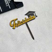 1 件/3 件/5 件 恭喜毕业快乐金色黑色亚克力蛋糕装饰 2025 届大学庆祝派对蛋糕装饰品