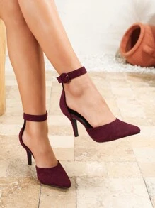 Fall/Winter Women's Fashion High Heel Closed Toe Pumps, Pointed Toe Strappy Sandals, Sexy Slim Straps For Outdoor Wear, Spring/Summer,Elegant,Kitten Heels,Party