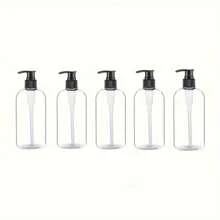 5 verpakkingen navulbare PET-pompdispenserflessen - 8,45 oz helder, lekvrij, olievrij voor shampoo, body wash, massageoliën, DEHP-vrije cilinder met soepele drukpomp