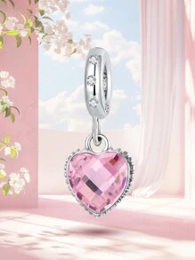 1Pc Sparkling Heart Pendant Charm Bead Fit Bracelet Necklace Bangle Beads For Diy Jewelry Making Gift For Women Girl - Love - View 5