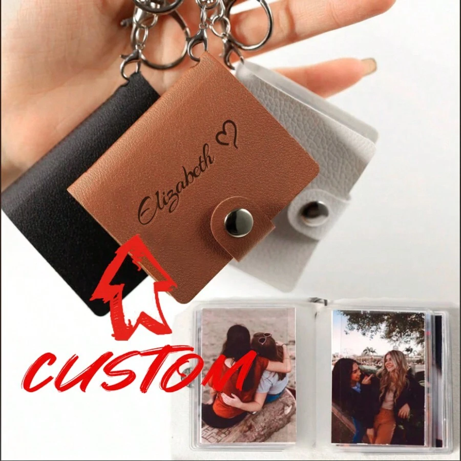 Mini PU Leather Keychain Photo Albums, Personalized Mini Photo Albums, Anniversary Gifts, Best Friend Photo Albums, Commemorative Gifts, Family Memory Photo Albums, Father's Day Gifts, Mother's Day Gifts, Valentine's Day Gifts. Birthday Graduation