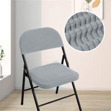 Folding Dining Chair Seat And Back Cover Set Solid Color Jacquard Stretch Chair Slipcover Home Decoration