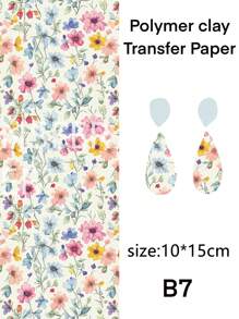 Boho Style Flower Clay Transfer Paper Flower Marble Transfer For Polymer Clay, Magic Transfer Paper For Polymer Clay Jewelry Earring Making Stickers