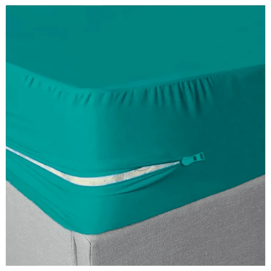 Cubre Colchón Protector Matrimonial Con Cierre protección para el colchón completa Cubre Colchón Protector con Cierre silenciosa, Lavable a máquina, Suave para Dormir cómodamente por la Noche - Verde - Ver 1