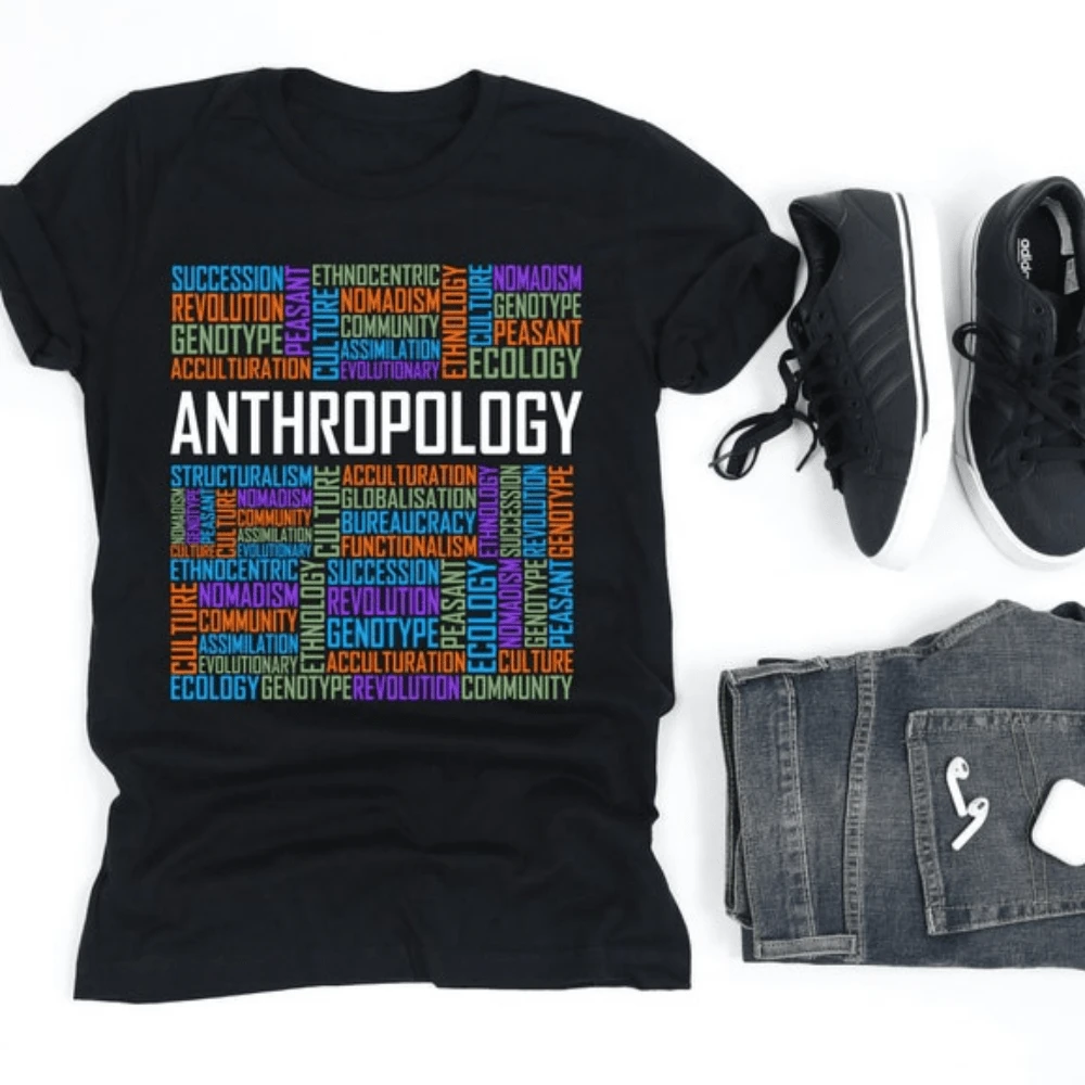 Camiseta de palabras de antropología Camiseta de antropología Regalo de antropología Camiseta de antropología Camiseta sin mangas Sudadera - Negro - Ver 1