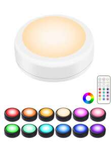 1 pieza Focos, Focos LED de 13 colores variables, Alimentado por batería, Luz LED dimmable para debajo del gabinete, Luz nocturna con batería, Con 1 control remoto inalámbrico, Apto para gabinete, estantería, armario, caja de exhibición - Multicolor - Ver 14