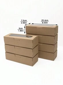 5pcs/10pcs/20pcs Rectangular Window Macaron Boxes, Bread Boxes, Dessert Boxes, Donut Boxes, Chocolate Boxes, Candy Packaging Boxes - Paper - View 5
