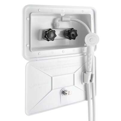 YUNRUX RV Outdoor Shower Box With Hot/Cold Switch Shower Head Motorhomes Camper Accessories