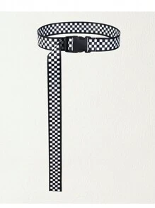 Adjustable Rainbow & Checkerboard Buckle Belt, Black Fall, Autumn, Halloween