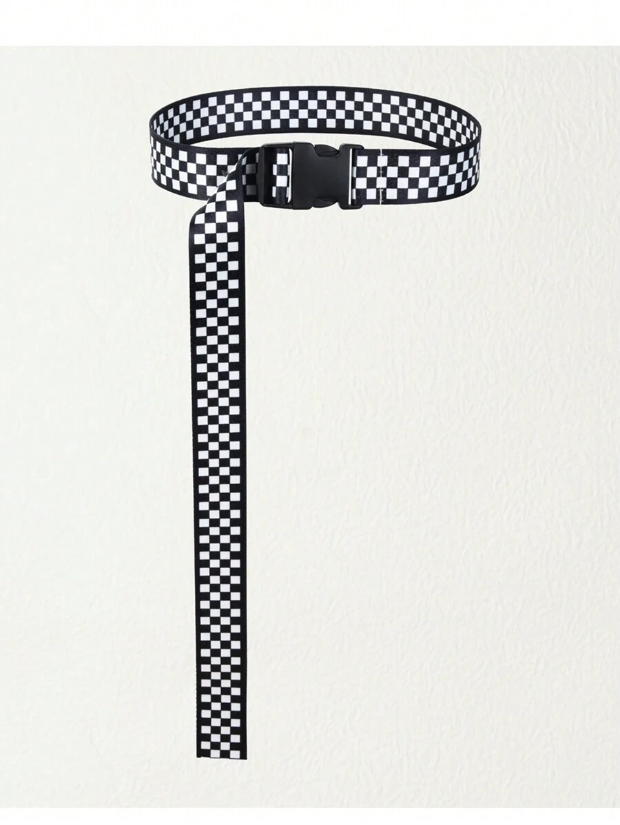 Adjustable Rainbow & Checkerboard Buckle Belt, Black Fall, Autumn, Halloween