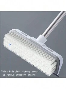 1 pièce (2-en-1) Brosse de récurage de sol à long manche avec des poils raides pour un nettoyage en profondeur des terrasses, salles de bains, baignoires, carrelages, joints, cuisines, piscines, patios, garages - Gris - Pour les propriétaires et les passionnés de nettoyage - Idéal pour le nettoyage intensif - Excellent cadeau pour le réchaud, la décoration de la salle de bain, la décoration d'automne, la rentrée scolaire