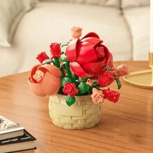 Blocuri de construcție Aranjament floral conservat Jucărie de asamblare DIY, Cadouri pentru Ziua Mamei, Ziua Îndrăgostiților, Ziua Recunoștinței