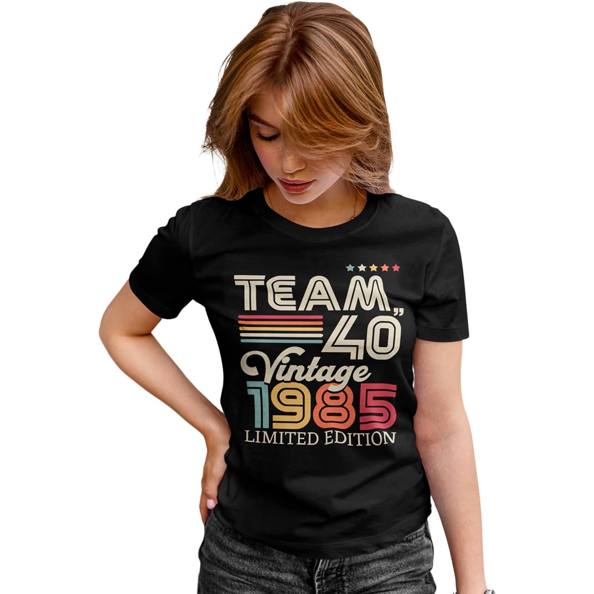 Playera Cumpleaños Team 40 Años Vintage - Negro - Ver 1