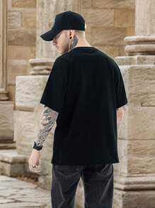 Grunge Punk Men's Retro Street Graphic Printed Loose Fit Short Sleeve T-Shirt, Summer High Street Vintage