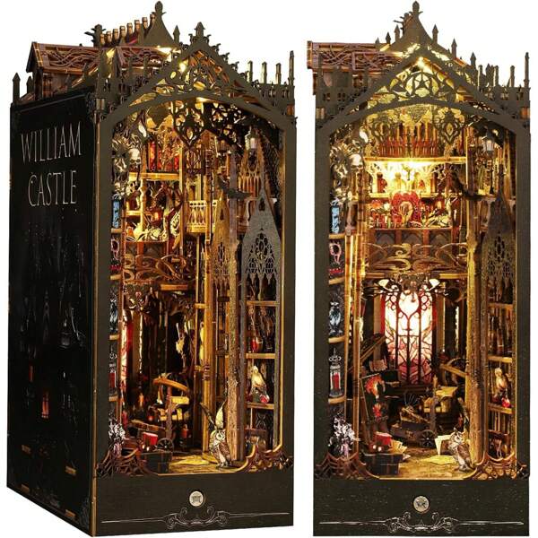 Book Nook Kit, DIY Miniature House Kit For Adults, Teens And Beginners, Dollhouse Booknook Tiny House Bookshelf Decor 3D Wooden Puzzle With LED Light, Gifts For Family, Friends