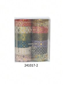 12 Cuộn/Hộp, Băng dính Washi in hoa cây cảnh nóng và họa tiết bạc, Vật liệu trang trí DIY thủ công cho học sinh - Thiết kế họa tiết tinh tế cho trái cây, bướm, sinh vật biển, Băng dính che sổ lưu niệm nhật ký - Nhiều màu - Xem 13