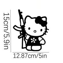 Sanrio 1 peça de adesivo Hello Kitty segurando uma AK-47 com slogan "Pela Paz", decalque para laptop, carro, caminhão, motocicleta, telefone, computador, decoração "Rejeite a Guerra", ideia de presente para amante, amigo, família