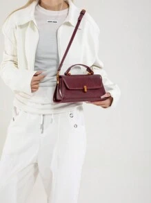 Retro Elegant Handheld Small Square Bag Women New Niche Design Versatile Commuter Shoulder Crossbody Bag - Red - View 3