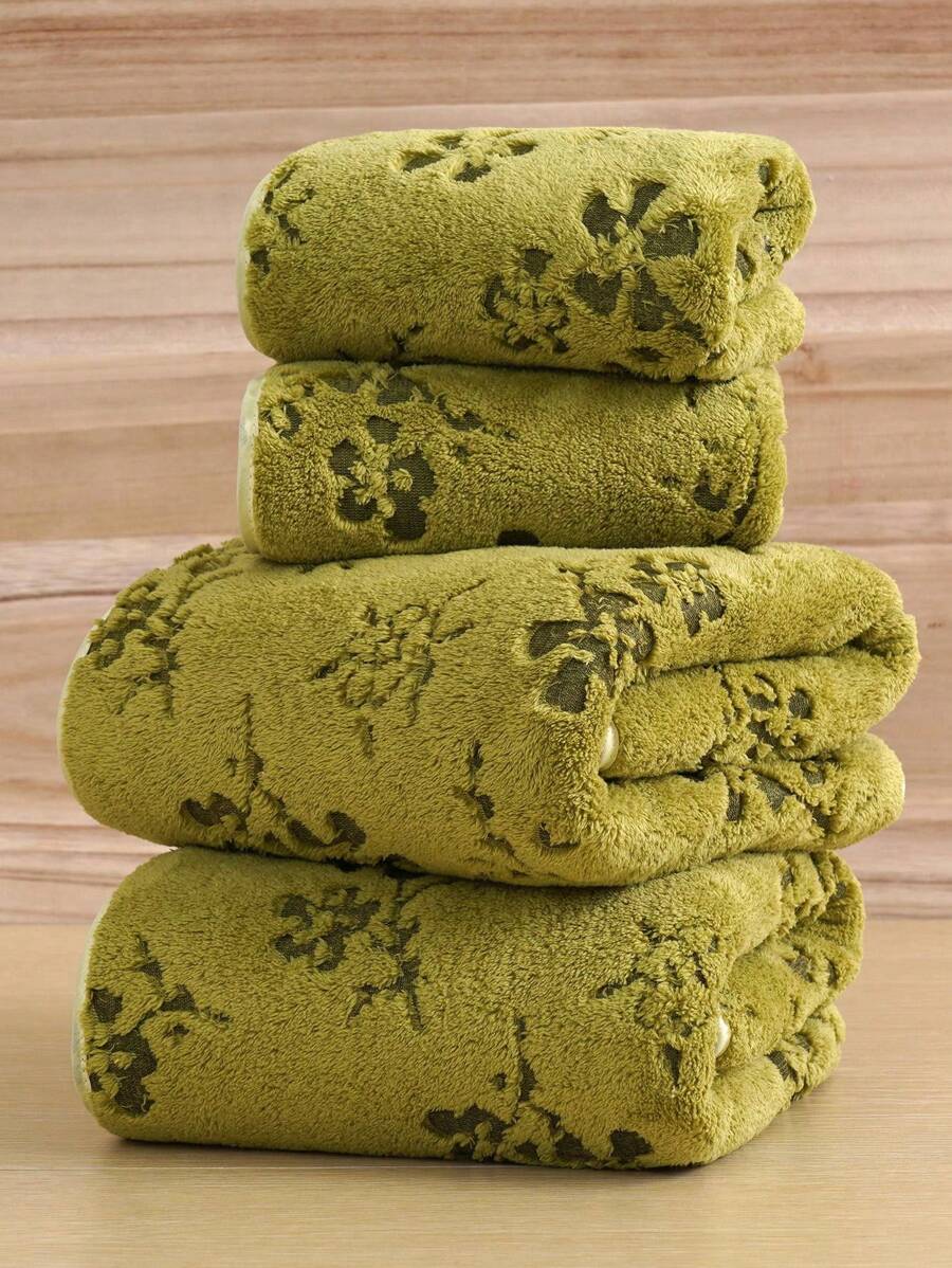 1/3pcs Coral Fleece Soft Embossed Solid Color Bath Towel Or Hand Towel, Polyester Absorbent Quick Dry, Home Bathroom, Multiple Sizes Available Shower Towels For Beaty Salon, Hotel Sports,Home Essentials, Towel, Skin Care Bath Towel Sheet