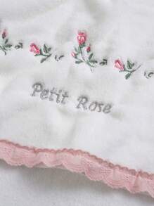 9/3/2/1 pieza Toalla de baño de felpa coral bordada con rosa, elemento floral de estilo pastoril y romántico, paño de lavado o toalla de baño suave y absorbente con encaje, decoración acogedora para el baño del hogar, regalo de San Valentín