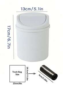1/4 件迷你垃圾桶，带盖小垃圾桶，桌面垃圾桶，塑料桌面废纸篓，旋转顶部设计，防止气味泄漏，用于在桌子上存放果皮和纸屑以保持整洁，适用于浴室、家庭办公桌装饰、咖啡桌、办公室、客厅、书房 - 彩色 - 查看 5