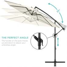 10ft Offset Hanging Market Patio Umbrella W/Easy Tilt Adjustment, Polyester Shade, 8 Ribs For Backyard, Poolside, Lawn And Garden