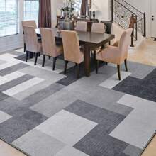Modern Geometric Patchwork Area Rug, 8x10 Gray Large Rugs For Living Room, Rockwood Collection Indoor Rugs For Bedroom, Throw Carpet Floor Decor For Entryway Dining Room Office Dorm