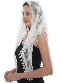 1 st. effen kleur kant holle borduurwerk vrouwen driehoek hoofddoek, nieuw ontwerp elegante en romantische lichtgewicht sjaal, geschikt voor bruid bruiloft, festival outfit en meer