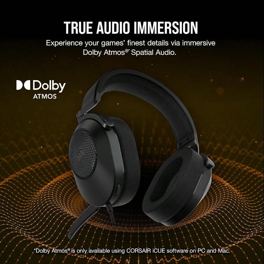 CORSAIR HS65 SURROUND Multiplatform Wired Gaming Headset Dolby Atmos ...