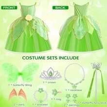 Tinkerbell Costume Kids, Tinkerbell Princess Dress Up For Girls,Tinkerbell Fancy Dress With Wing Crown, Princess Dress Tinkerbell Fairy Costume For Birthday Party Carnival Halloween - Multicolor - View 2