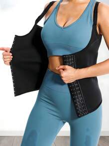 1buc este un antrenor cuprinzător pentru talie grăsime abdominală, conceput special pentru femei, cu o centură de transpirație modelată, îmbrăcăminte modelată, costum de yoga, maieu de transpirație, hanorac cu patru piepți și cravată sport pentru talie pentru femei. Oferă compresie și modelare abdominală eficiente, precum și înfășurare eficientă a abdomenului și bandă de transpirație pentru a accelera arderea grăsimilor și transpirația dublă. - Negru - Vizualizare 3