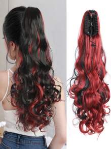 Claw Ponytail Extensions Hair Black Color 28 Inch Long Water Wave Hair Heat Resistant Fiber Synthetic Hairpiece For Women Girls Party Daily Use