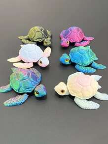 3D Printed Sea Turtle With Realistic Eyes, Colorful Gradient Laser, Desktop Decoration, Perfect Gift For Friends And Family, Movable Limbs, Suitable For Parties And Outdoor Car Shows, Macaron Colors Randomly, Plastic Art Craft Decor [Eye Color Random]