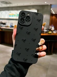 Black Bow Design Phone Case, Compatible With IPhone 16 Pro Max, 14, 13, 12, 11 Pro Max, XS Max, X, XR, 8, 7 Plus, Mini. Suitable As A Birthday Gift For Girlfriend, Boyfriend Or Personal Use - Black - View 2
